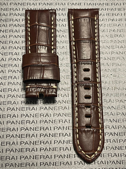 Panerai Brown Alligator OEM Strap 24mm Lug for Tang Buckle (24/22MM)