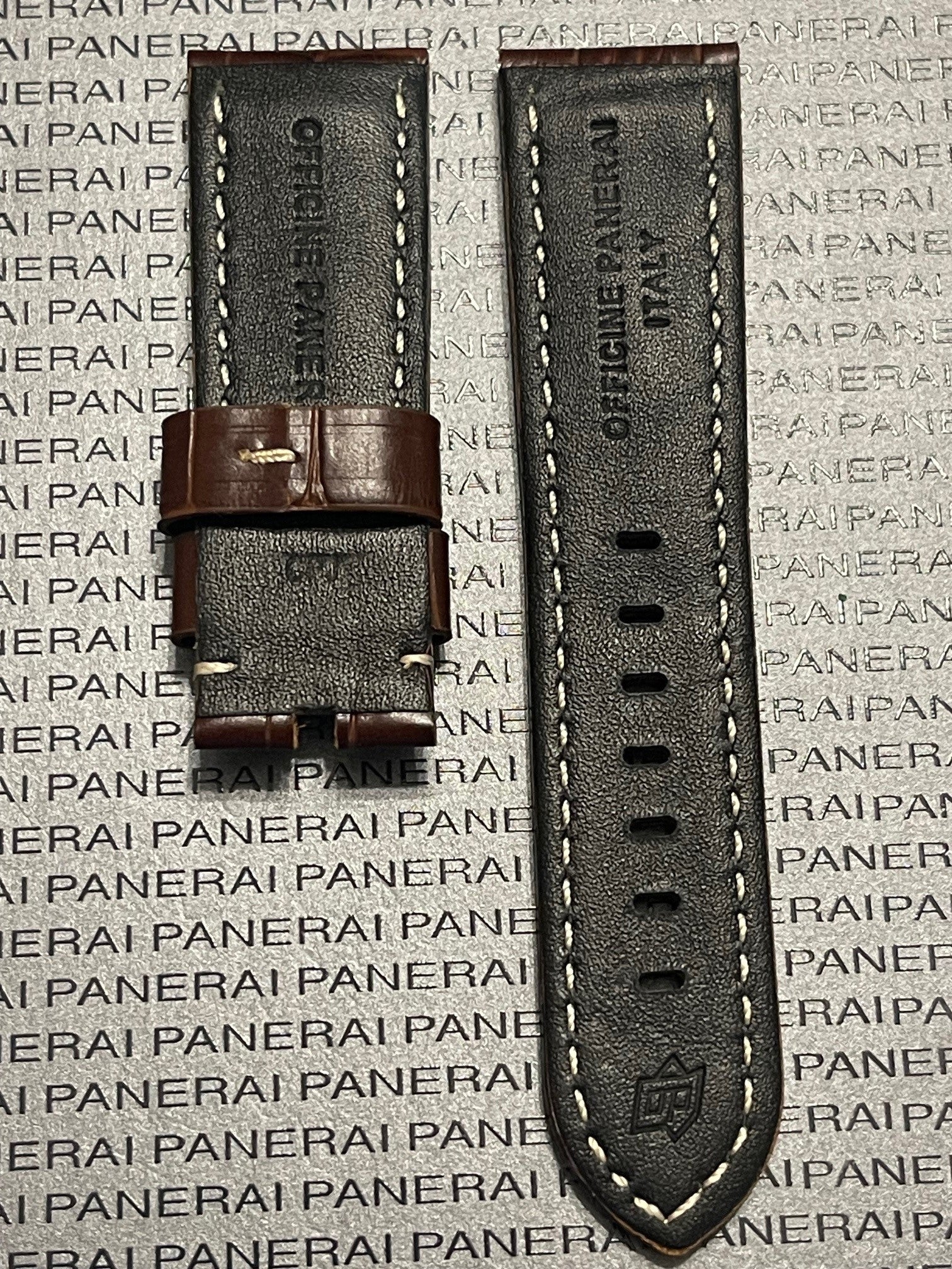 Panerai Brown Alligator OEM Strap 24mm Lug for Tang Buckle 24