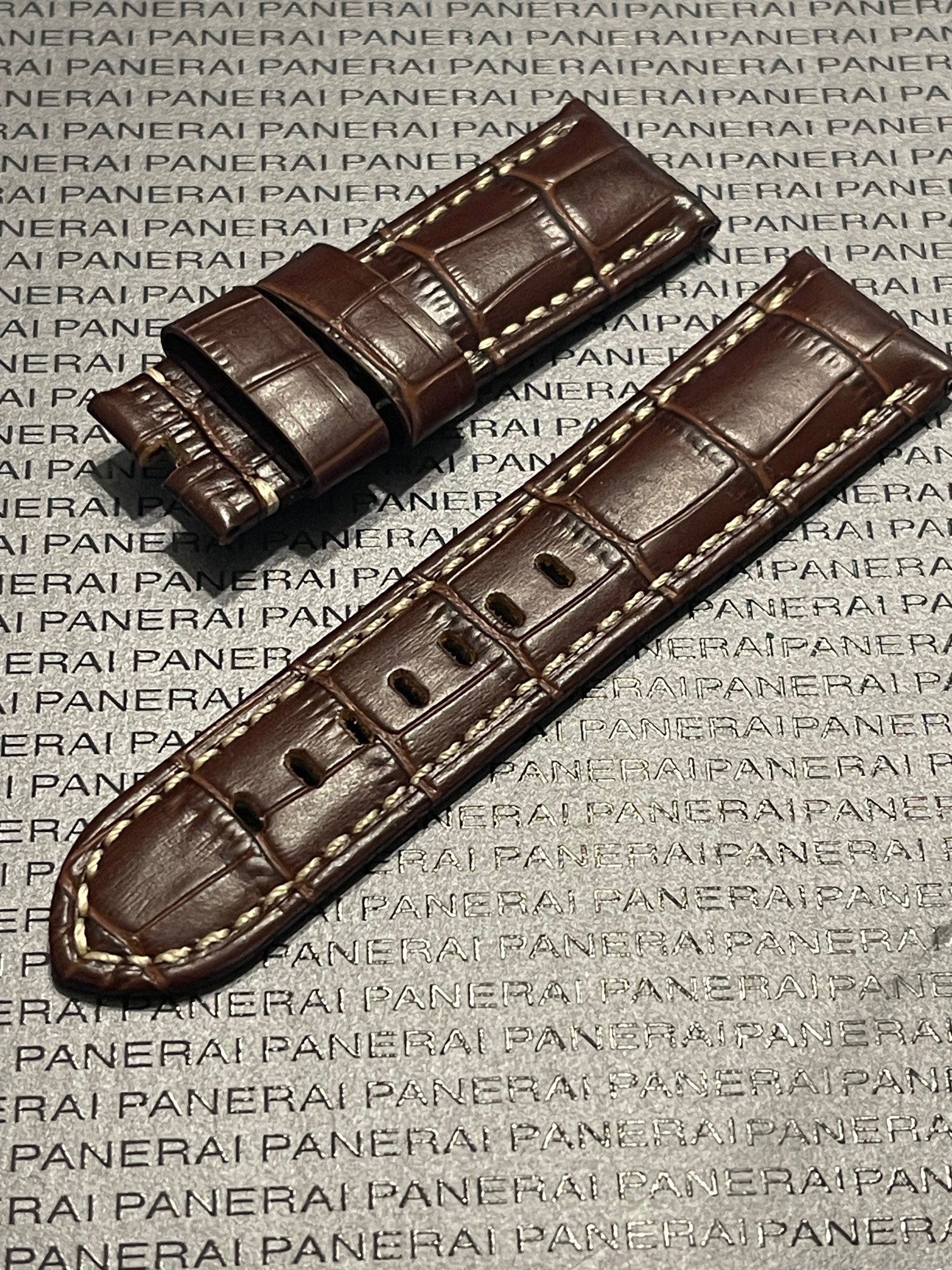 Panerai Brown Alligator OEM Strap 24mm Lug for Tang Buckle 24