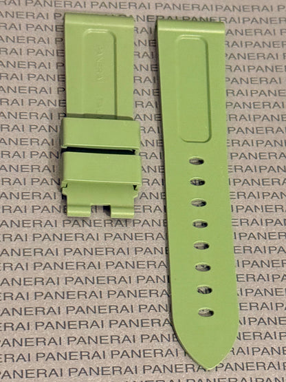 Panerai 24MM Green Rubber Caoutchouc Logo Deployant Strap XL Length (24/22MM)