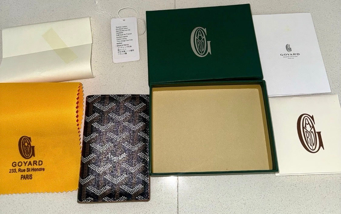 Goyard NIB Saint Pierre Card Wallet Retails $1,200 Black with Tan Inside