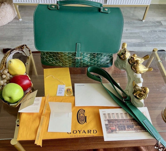 Goyard Green Goyardine Citadin Messenger Bag with Strap,  Briefcase