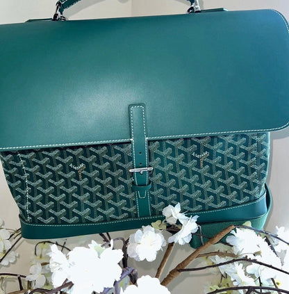 Goyard Green Goyardine Citadin Messenger Bag with Strap,  Briefcase