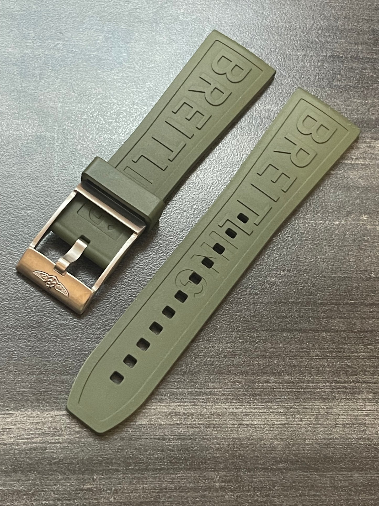 Breitling OEM 24MM Diver Pro Green Rubber Strap w/ OEM Tang Buckle