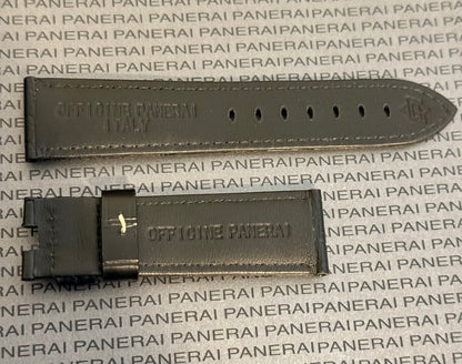 Panerai 22MM Black Alligator OEM Deployant Strap w Beige Stitch (22/20MM)