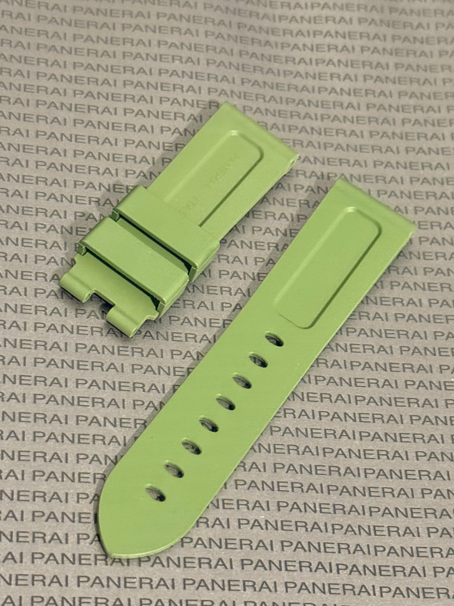 Panerai 24MM Green Rubber Caoutchouc Logo Deployant Strap XL Length (24/22MM)