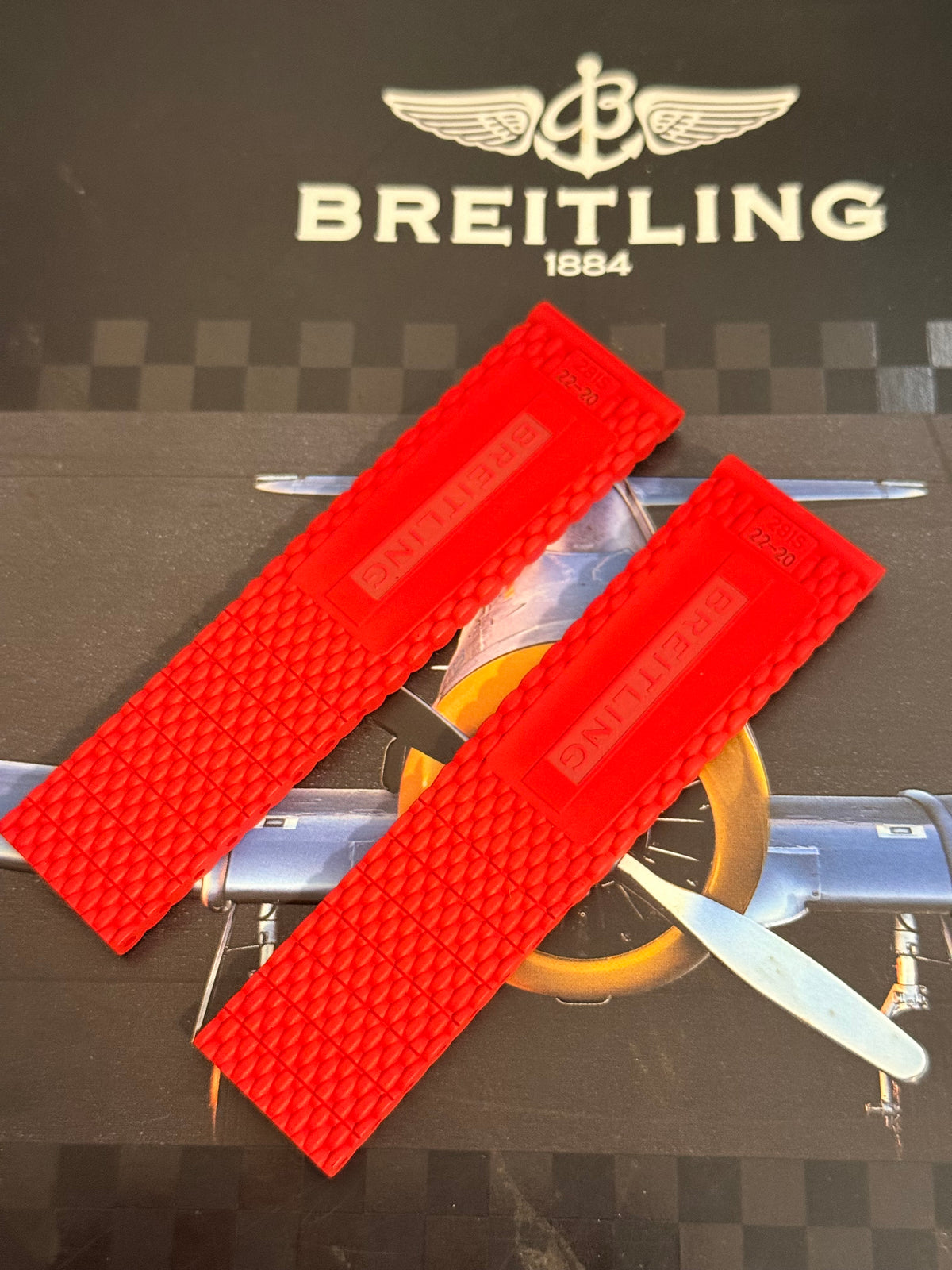 Breitling OEM Red Mesh Rubber Strap for Deployment Clasp 22-20MM Sold Out at Boutiques