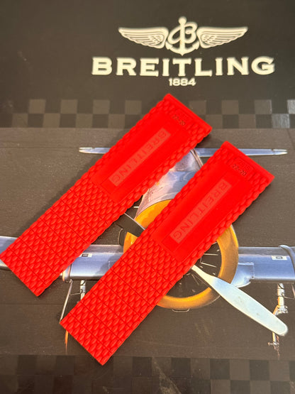 Breitling OEM Red Mesh Rubber Strap for Deployment Clasp 22-20MM Sold Out at Boutiques