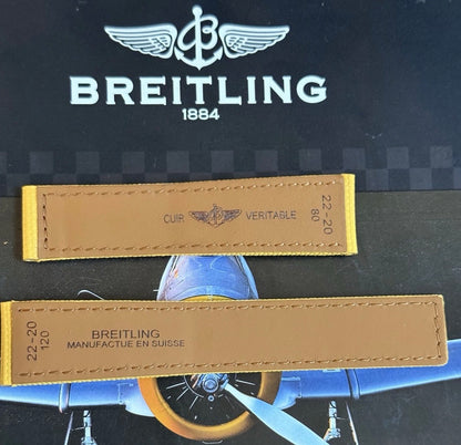 New Breitling Yellow Canvas Deployant Strap 22-20MM strap Width 120/80MM Length