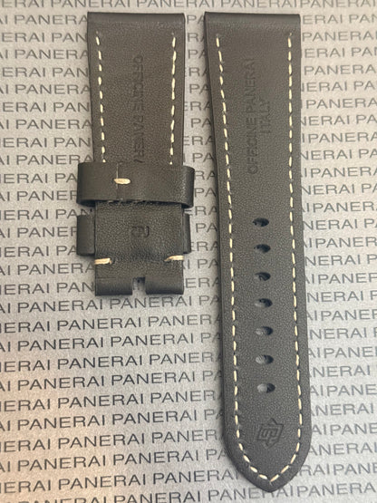 Panerai 26MM Black Leather Strap w Beige Stitching for Tang Buckle (26/22MM)