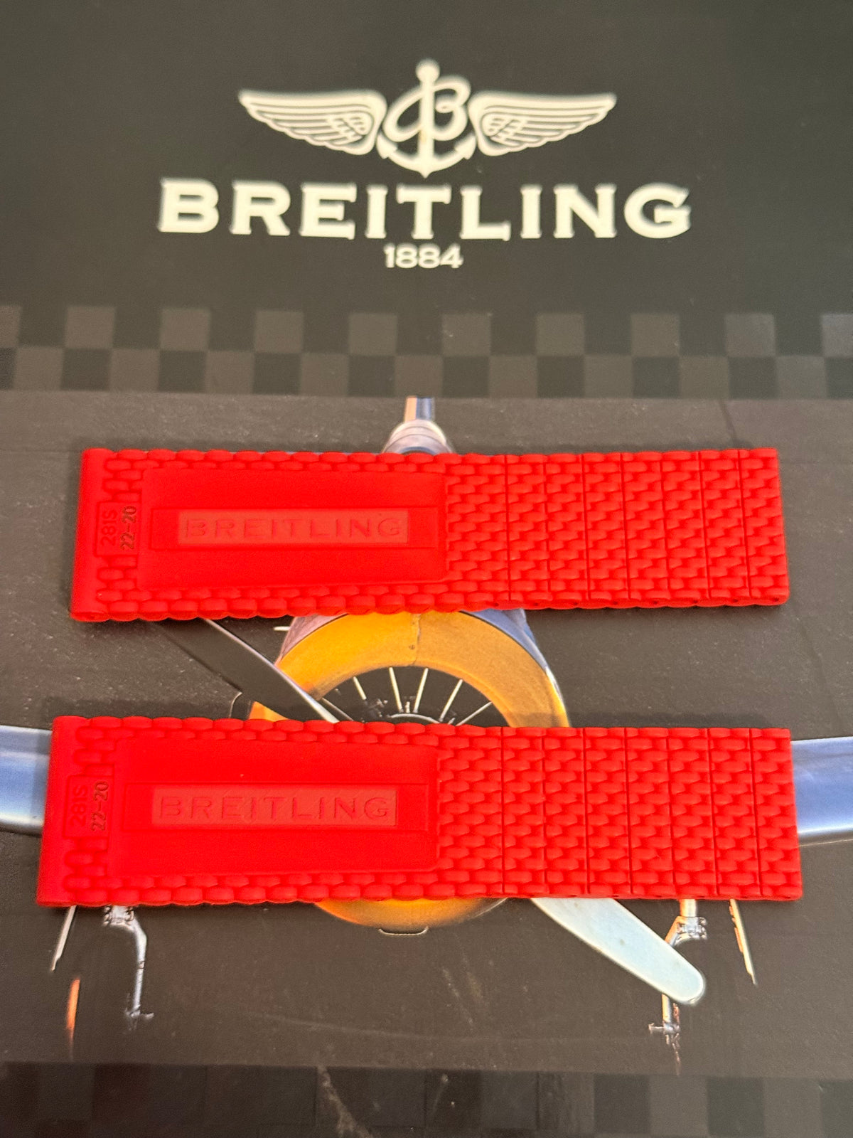 Breitling OEM Red Mesh Rubber Strap for Deployment Clasp 22-20MM Sold Out at Boutiques