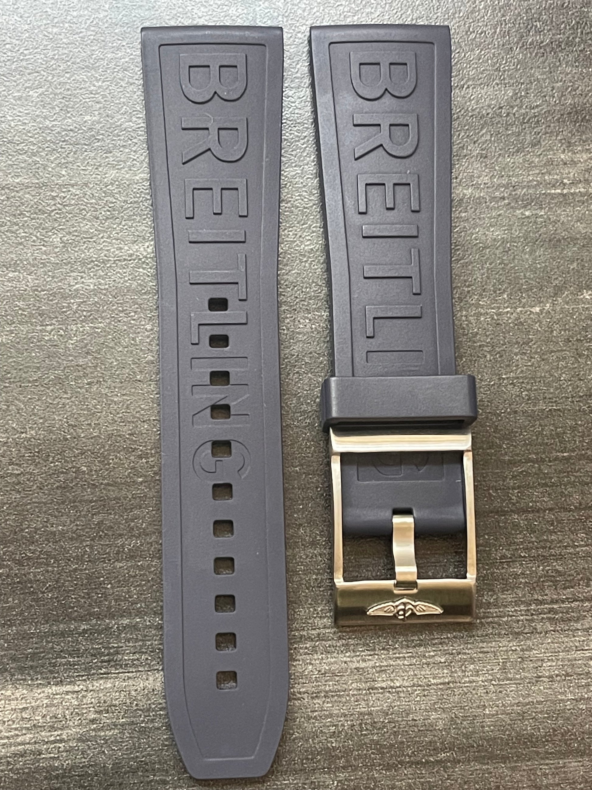 Breitling OEM 24MM Diver Pro Navy Blue Rubber Strap w/ OEM Tang