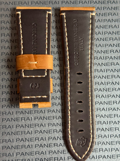 Panerai Brown Suede OEM Strap w Beige Stitching for Deployant Buckle (26/22MM)