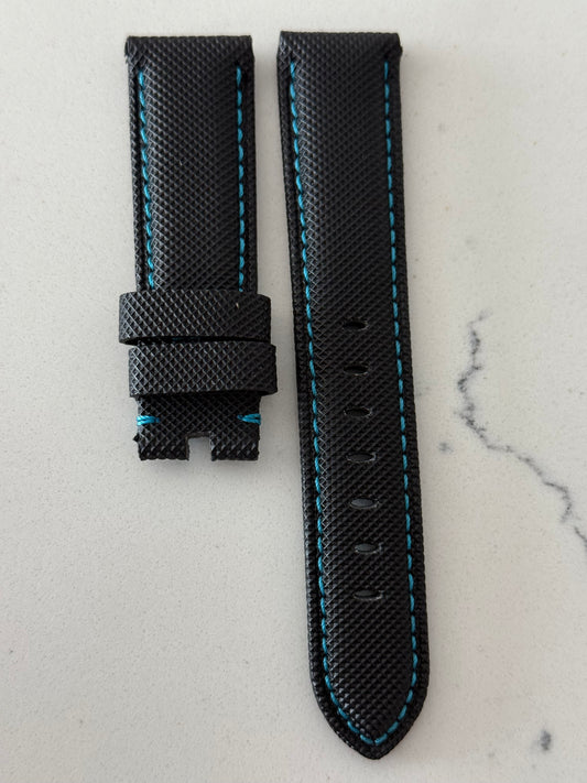 Panerai  22MM  Black Canvas Strap with Blue Stitching for Tang Buckle (22/20)
