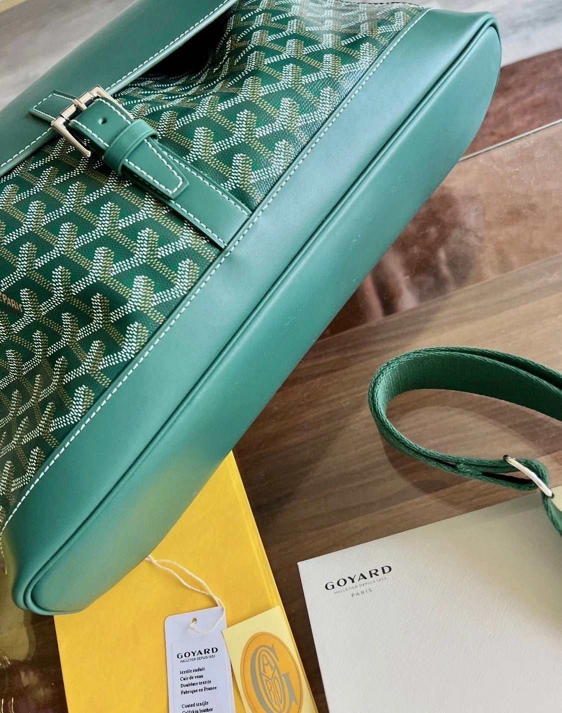 Goyard Green Goyardine Citadin Messenger Bag with Strap,  Briefcase