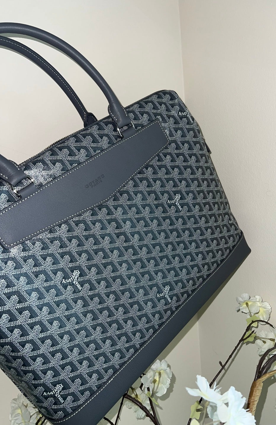 Goyard Goyardine Gray Cisalpin Document Case Briefcase Travel Bag