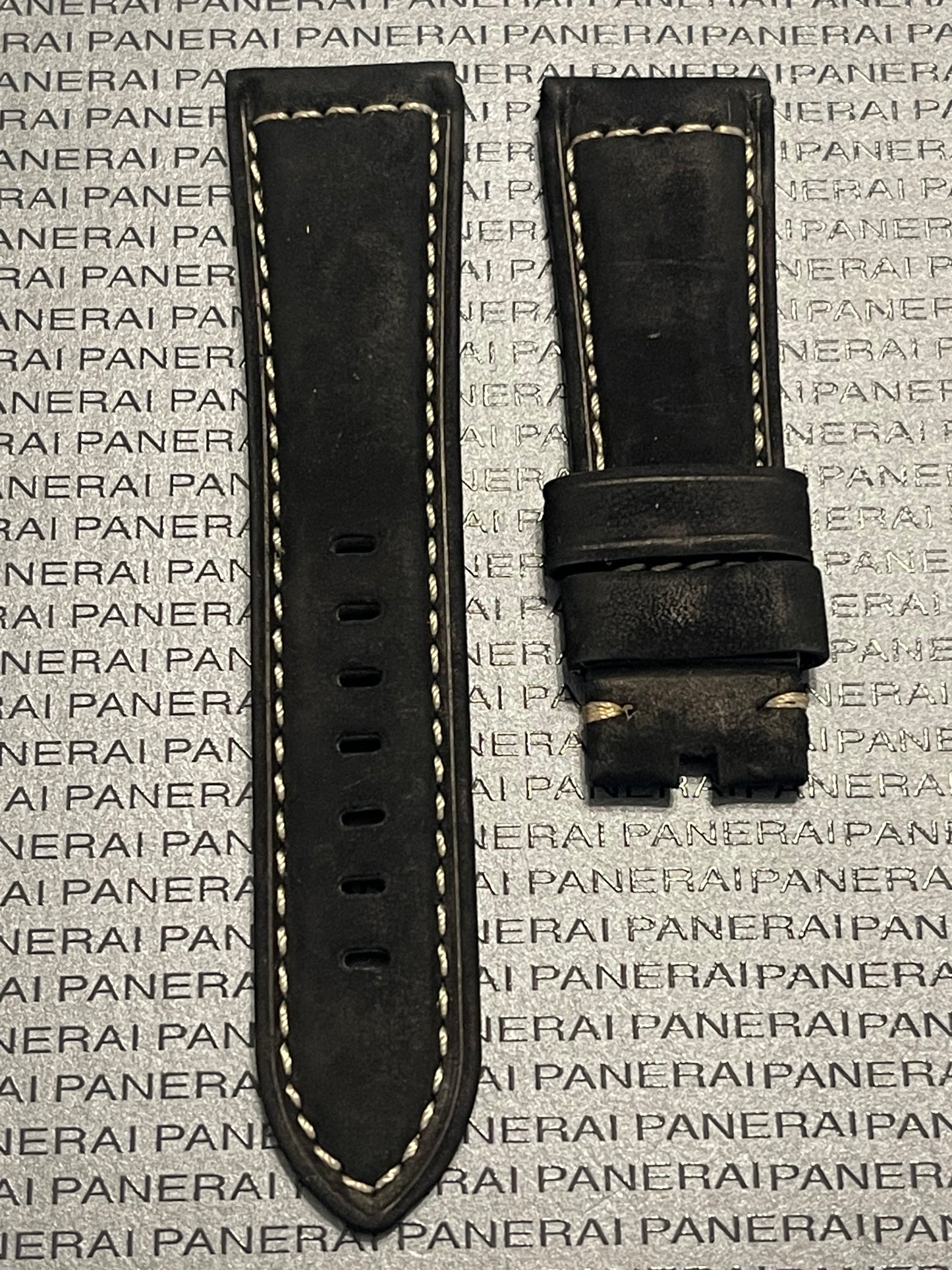 Panerai Black Suede OEM Strap 24MM Lug for Tang Buckle (24/22MM)