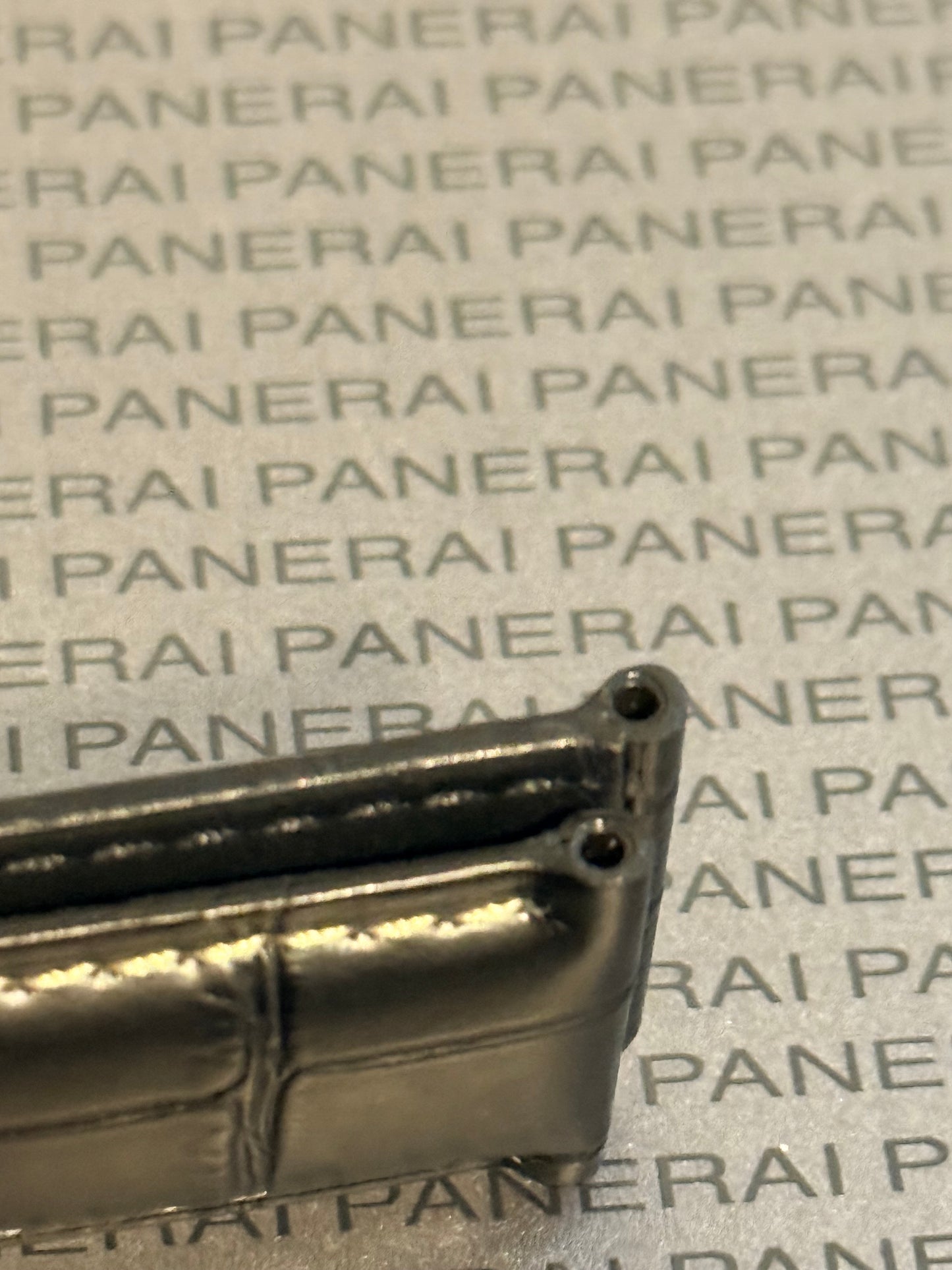 Panerai 22MM Black Alligator OEM Deployant Strap w Beige Stitch (22/20MM)