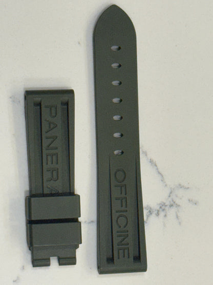 Panerai 22MM Green Rubber Caoutchouc Logo Strap (22/20MM)