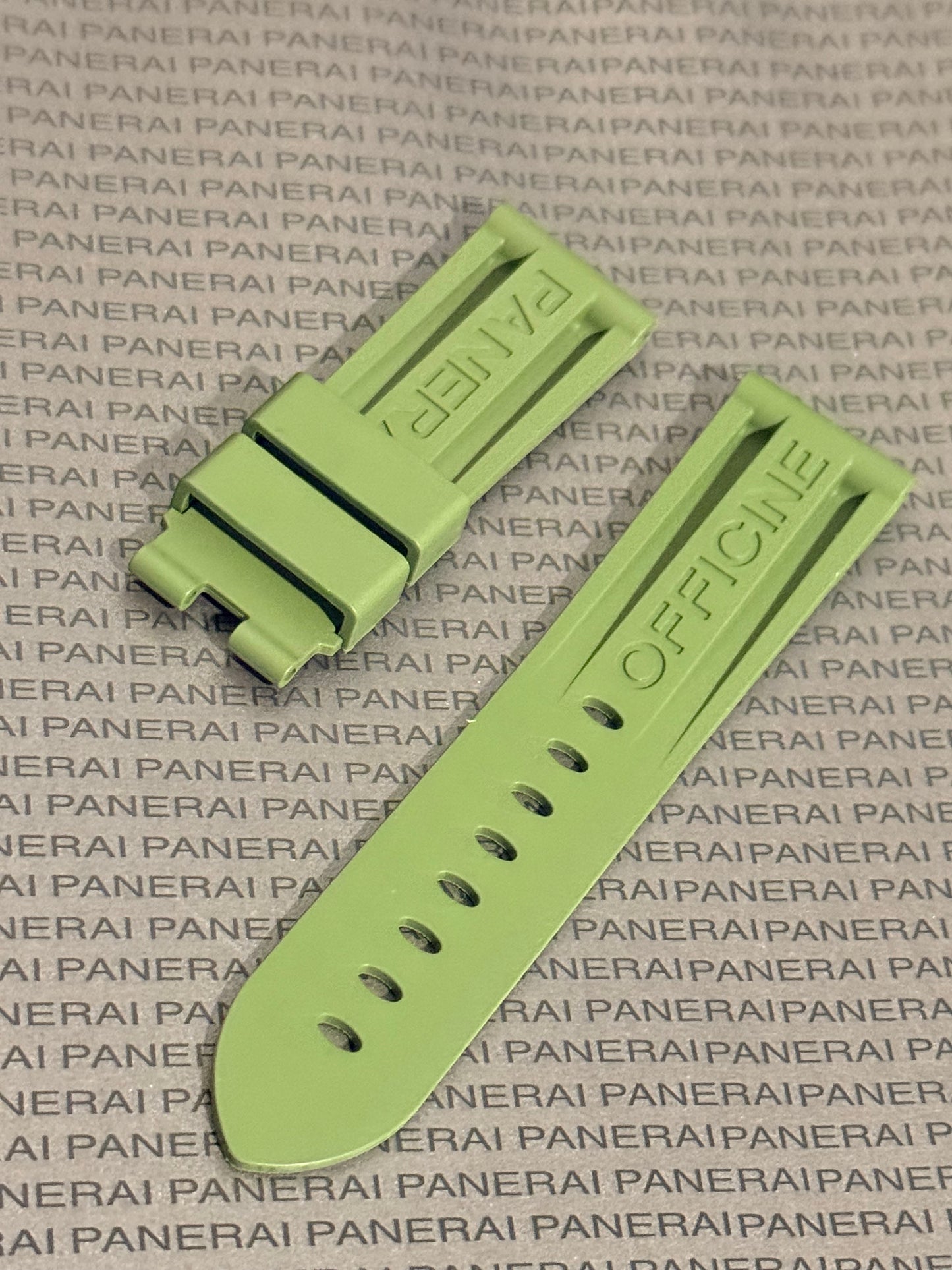 Panerai 24MM Green Rubber Caoutchouc Logo Deployant Strap XL Length (24/22MM)