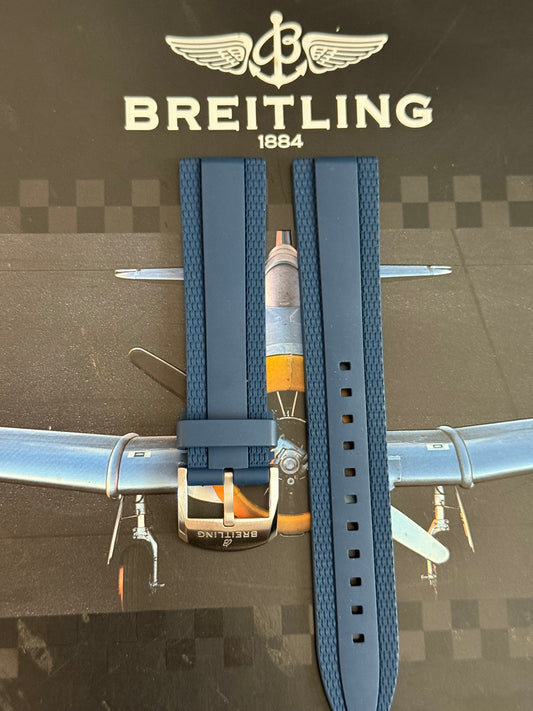 Breitling OEM 20MM Diver Pro Navy Blue Rubber Strap w/ OEM Tang Buckle