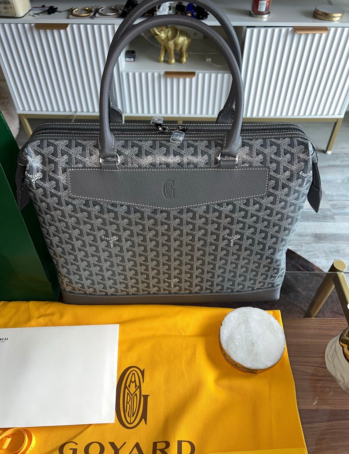 Goyard Goyardine Gray Cisalpin Document Case Briefcase Travel Bag