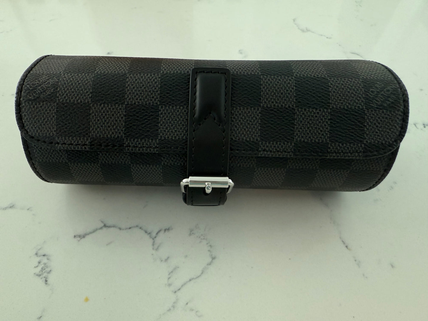 Louis Vuitton Damier Graphite  3 Watch Case N41137 Retails $1,220