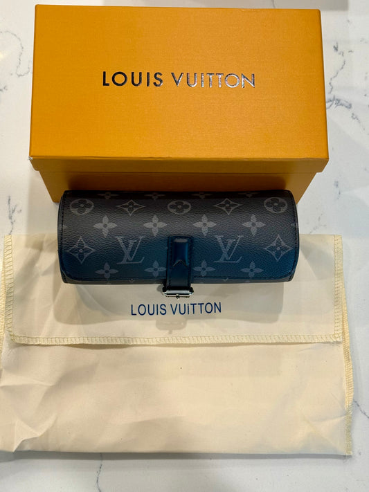 Louis Vuitton Monogram Eclipse  Black 3 Watch Case M43385 Retails $1,220