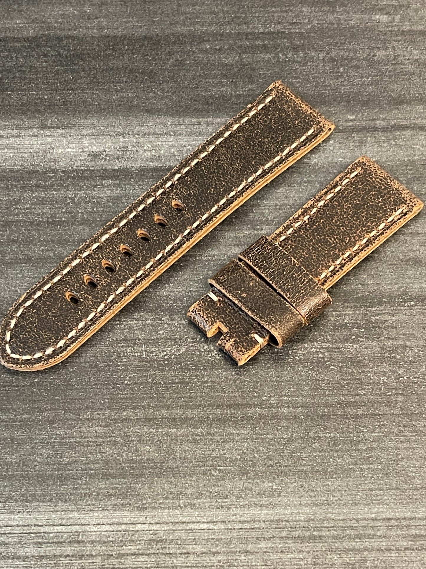 Panerai  26MM Brown Calf Distressed Tang Strap (26/22MM)