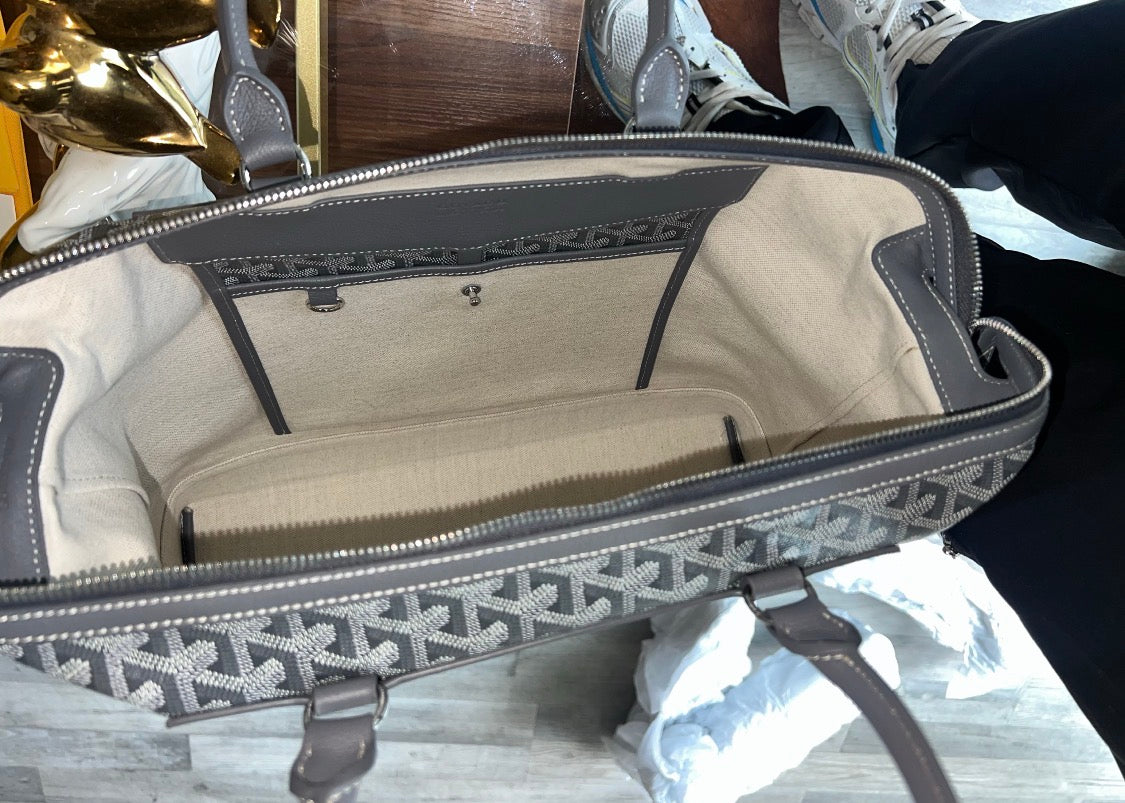 Goyard Goyardine Gray Cisalpin Document Case Briefcase Travel Bag