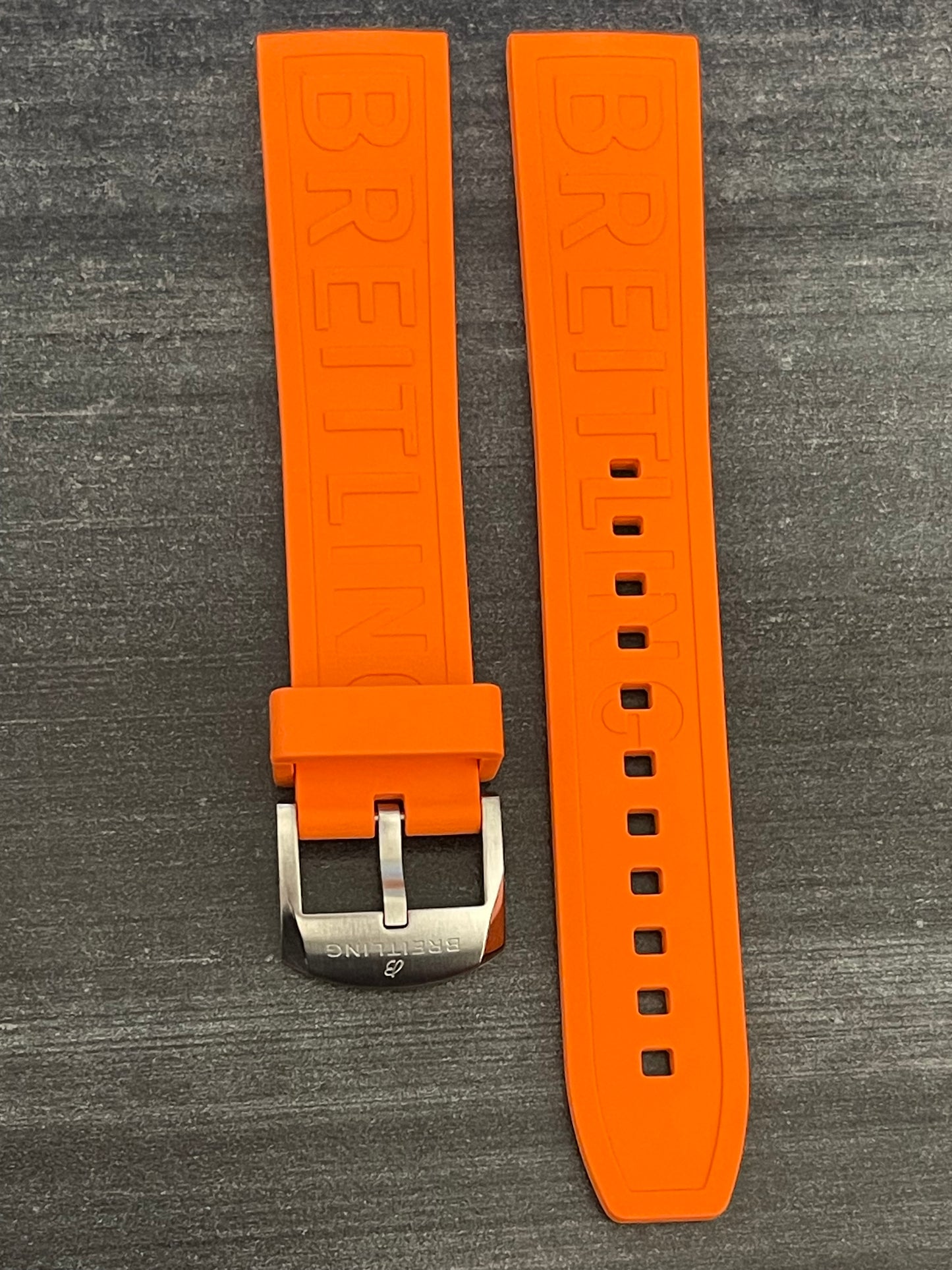 BREITLING OEM 20MM Diver Pro Orange Rubber Strap  w/ 18MM OEM Tang Buckle (20-18MM)