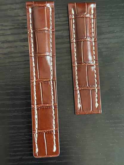 Breitling OEM 22MM Brown Alligator Deployment Strap 22-20MM
