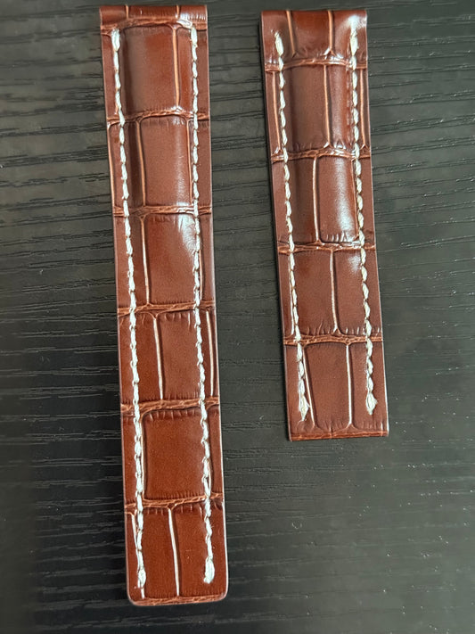 Breitling OEM 22MM Brown Alligator Deployment Strap 22-20MM