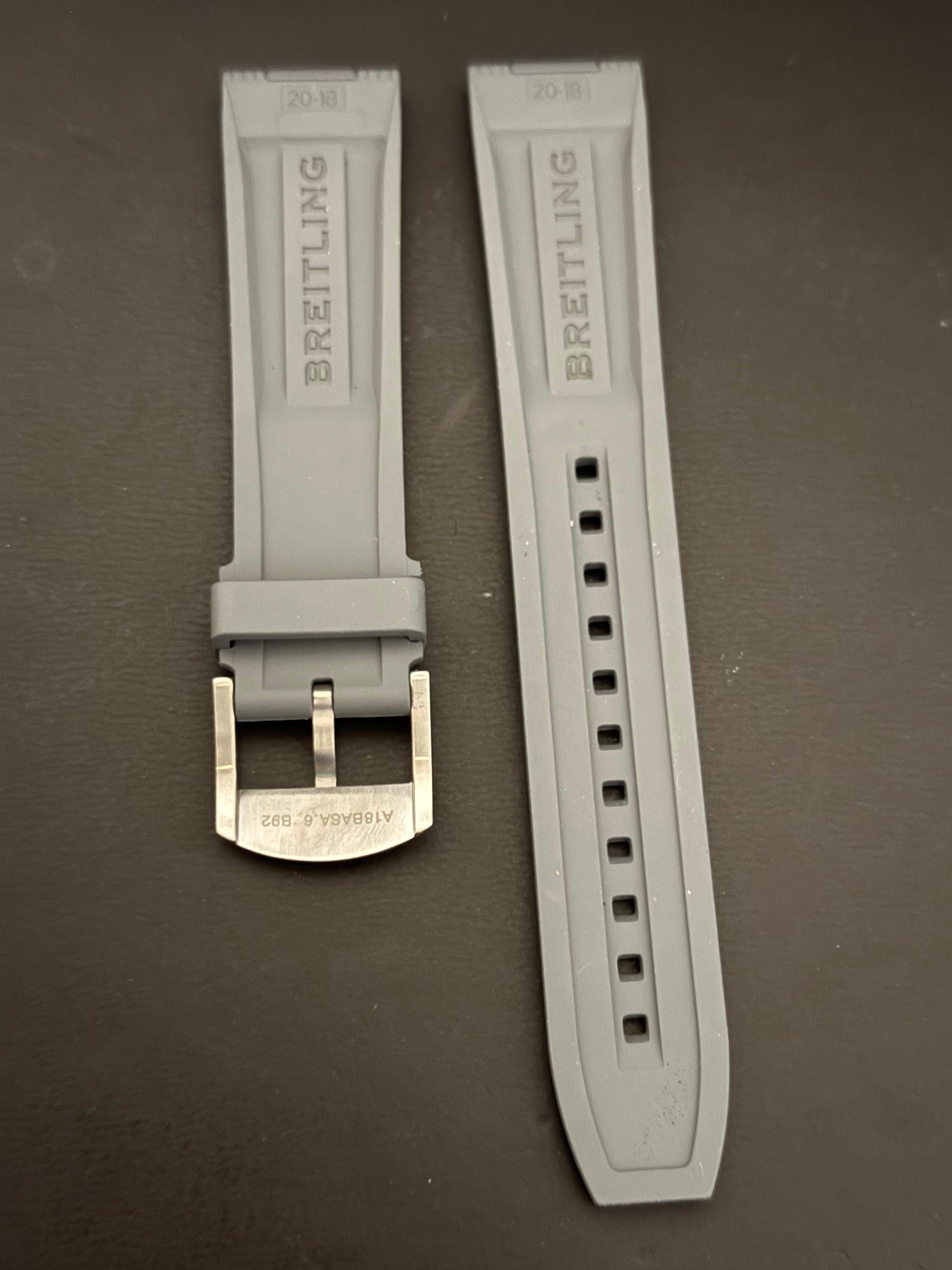 Breitling OEM 20MM Diver Pro Gray Rubber Strap w/ OEM Tang Buckle