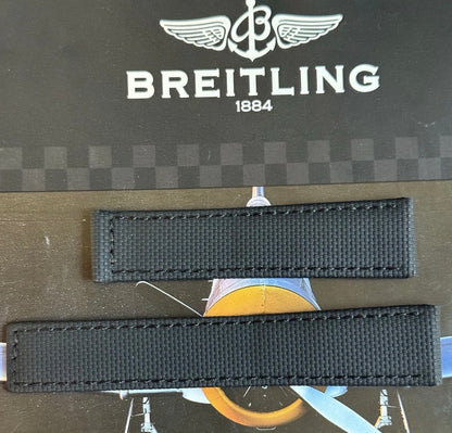 New Breitling Black Canvas Deployant Strap 22-20MM strap Width 120/80MM Length