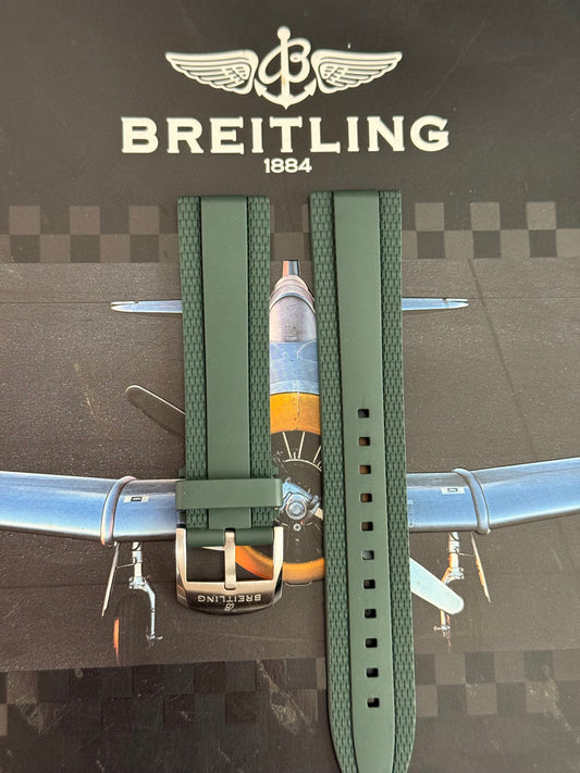 Breitling OEM 20MM Diver Pro Green  Rubber Strap w/ OEM Tang Buckle