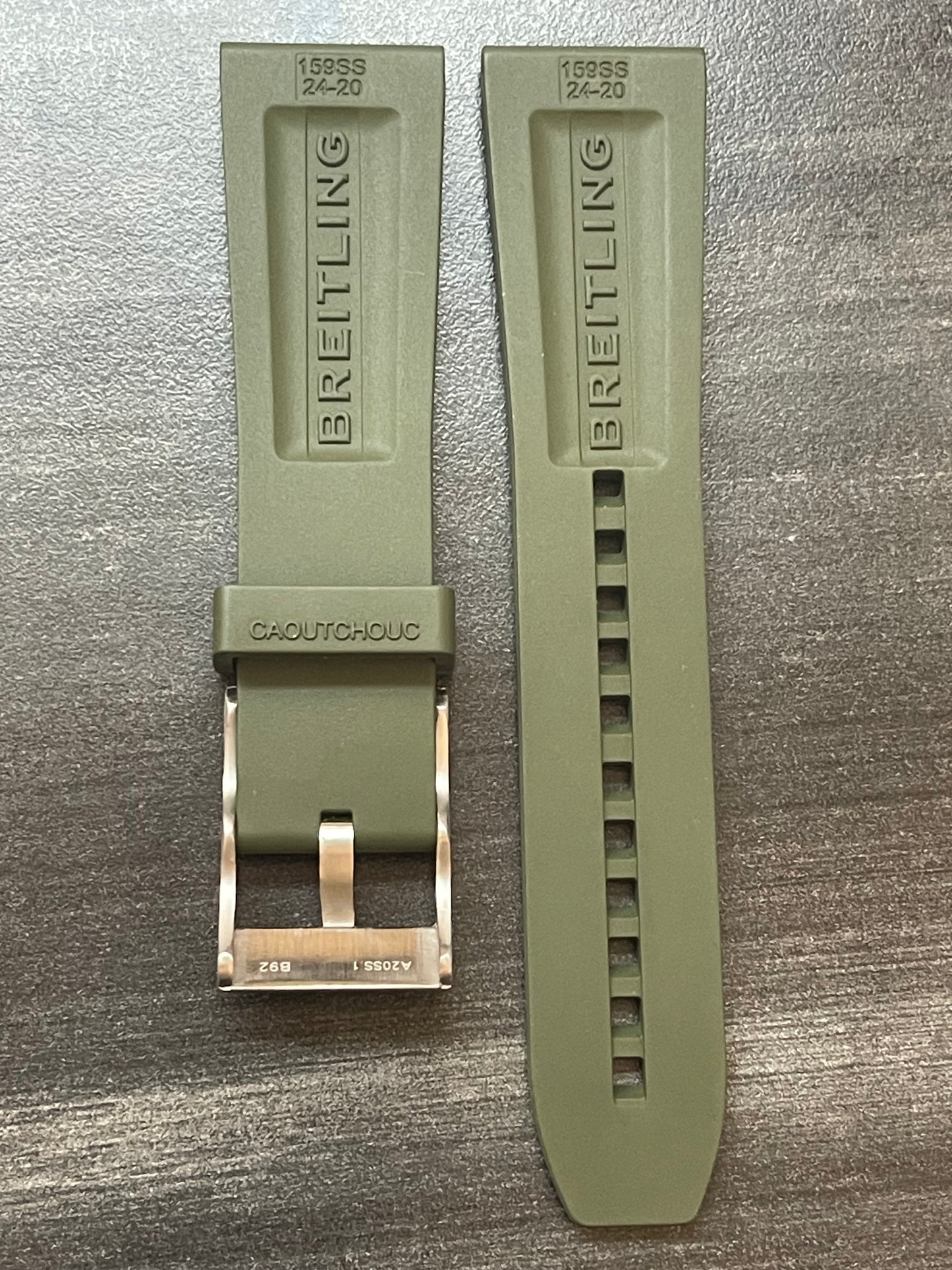 Breitling OEM 24MM Diver Pro Green Rubber Strap w/ OEM Tang Buckle