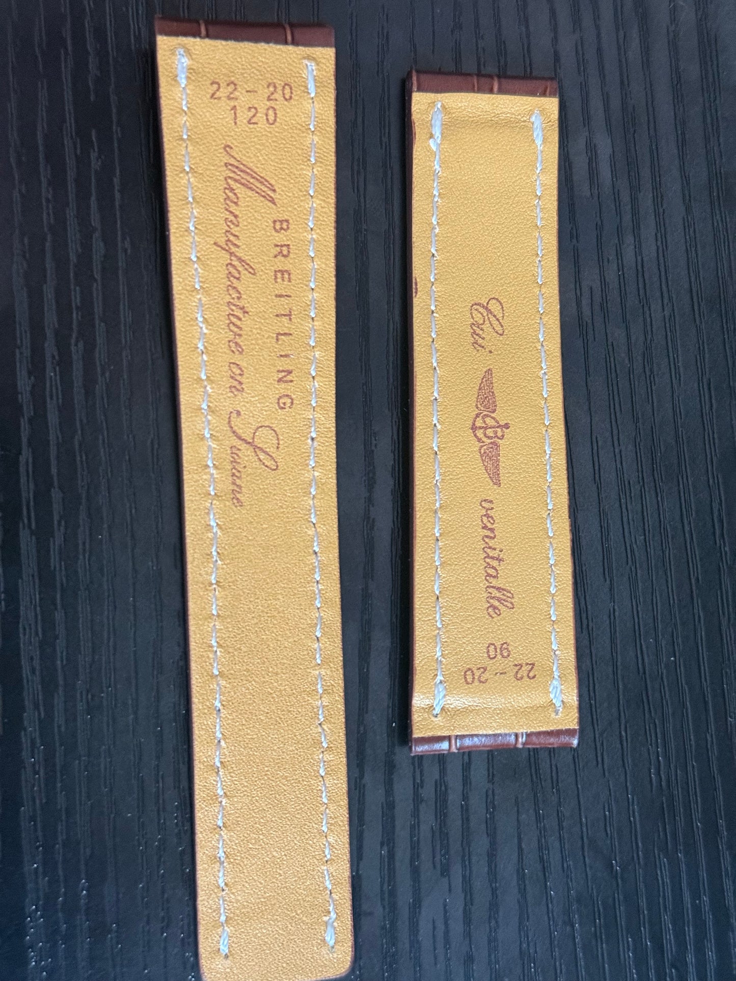 Breitling OEM 22MM Brown Alligator Deployment Strap 22-20MM