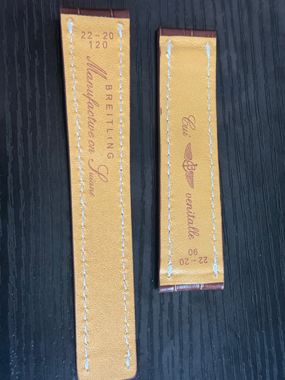 Breitling OEM 22MM Brown Alligator Deployment Strap 22-20MM