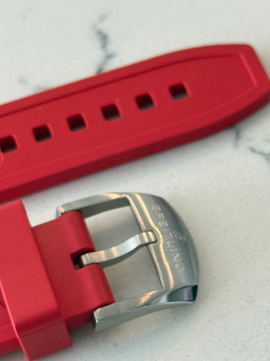 Breitling OEM 20MM Diver Pro Red Rubber Strap w/ OEM Tang Buckle