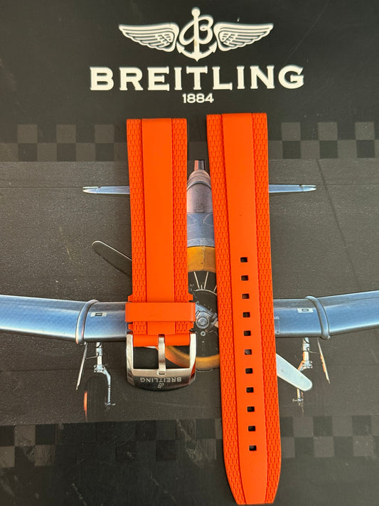 Breitling OEM 20MM Diver Pro Orange Rubber Strap w/ OEM Tang Buckle