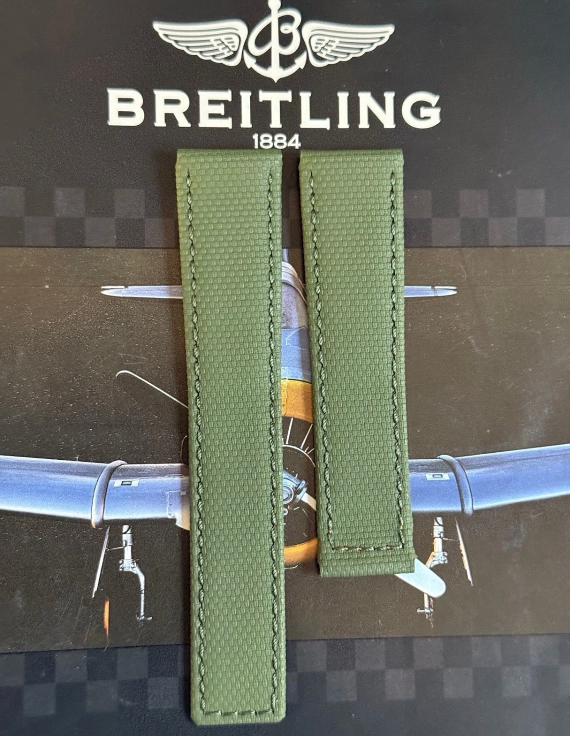 New Breitling Green Canvas Deployant Strap 22-20MM strap Width 120/80MM Length