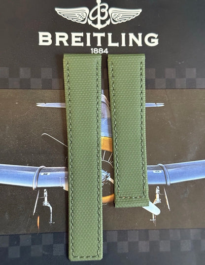 New Breitling Green Canvas Deployant Strap 22-20MM strap Width 120/80MM Length