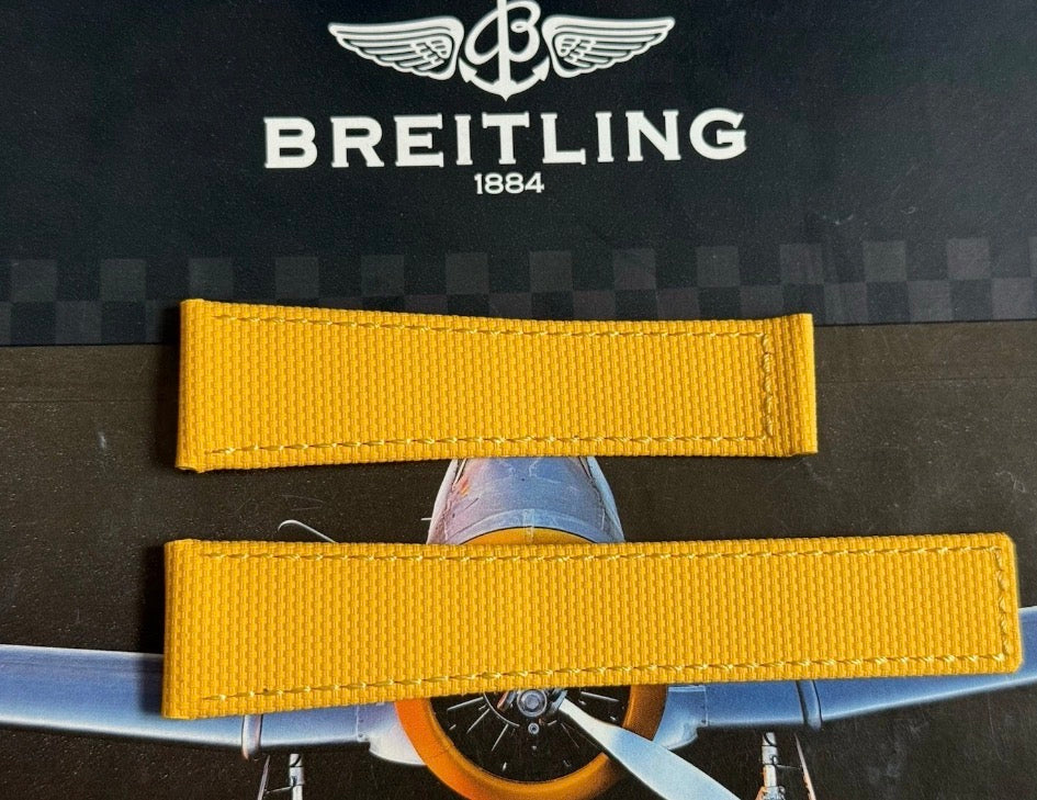 New Breitling Yellow Canvas Deployant Strap 24-20MM strap Width 120/80MM Length