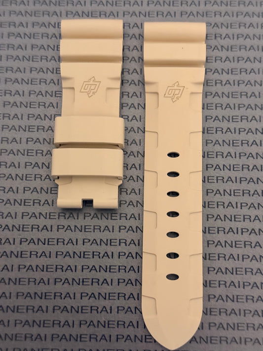 Panerai 24MM Beige Rubber Accordion Tang Strap (24/22MM)