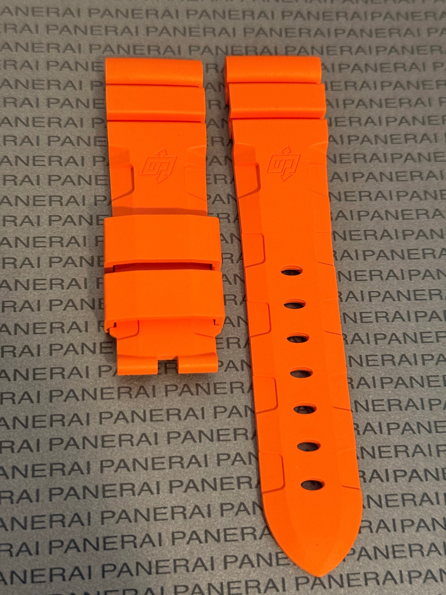 Panerai 22MM Orange Rubber Accordion Tang Strap (22/20MM)