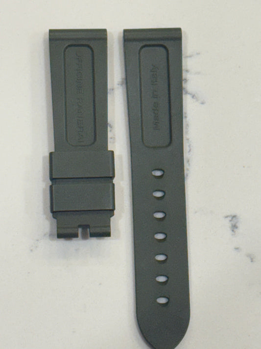 Panerai 22MM Green Rubber Caoutchouc Logo Tang Strap (22/20MM)
