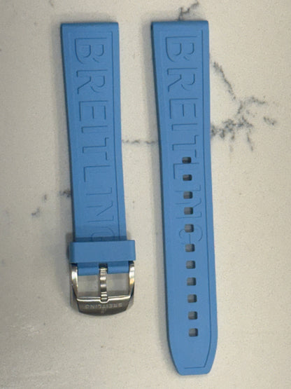 Breitling OEM 20MM Diver Pro Light Blue Rubber Strap w/ OEM Tang Buckle (20/20MM)