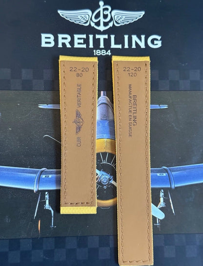 New Breitling Yellow Canvas Deployant Strap 22-20MM strap Width 120/80MM Length