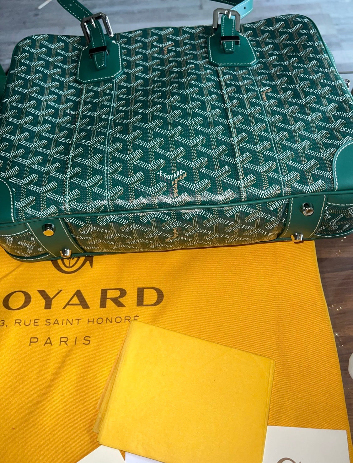 Goyard Goyardine Green Ambassade MM Business Travel Briefcase